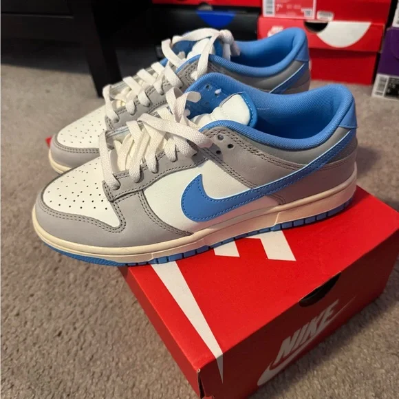 Nike White and Light Blue Sneakers